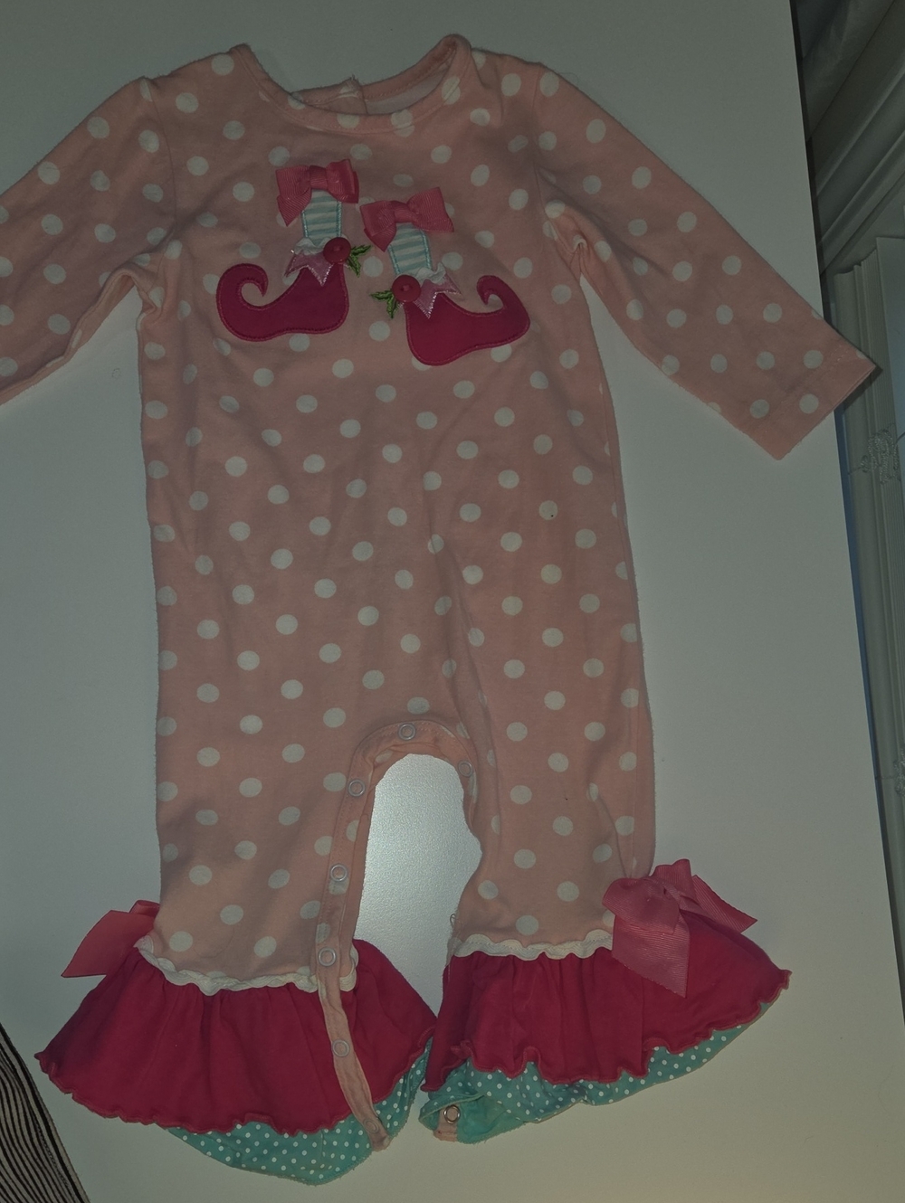 Ricrac & Ruffles Pink Polka Dot Ruffle Baby One-Piece